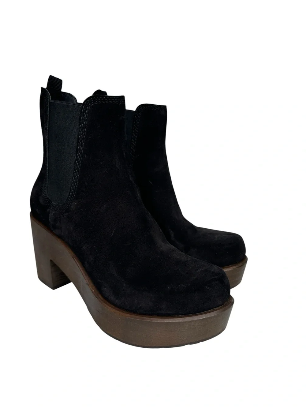 Pedro Garcia Dalmi Black Suede Platform Chelsea Boots Sz: IT 38.5/US 8.0-8.5